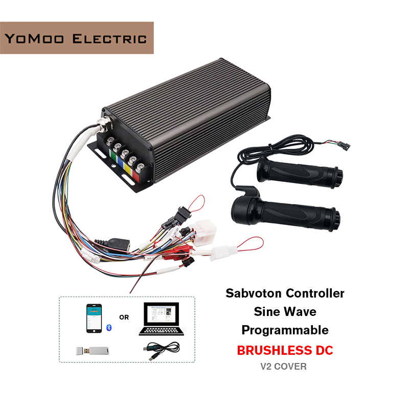 72V 100A Sabvoton Controller - APT V2 Sabvoton SVMC72100 プロトコル、DC 100A、2KW、3KW、48V-72V、ZX01ツイストグリップ付きBLDCコントローラー。電動ダートバイクやスクーター用。